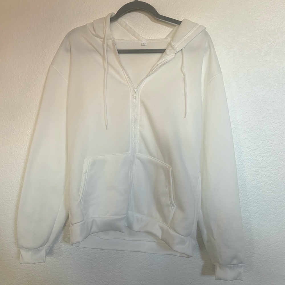 White zip up hoodie